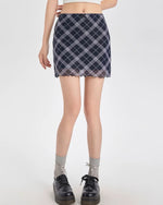 navy blue plaid mini skirt boogzel clothing