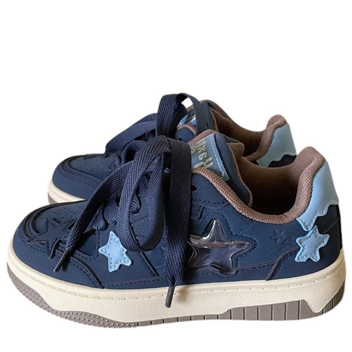 Navy Blue Star Aesthetic Sneakers - boogzel clothing