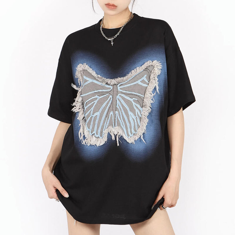 neon butterfly oversized t-shirt boogzel clothing