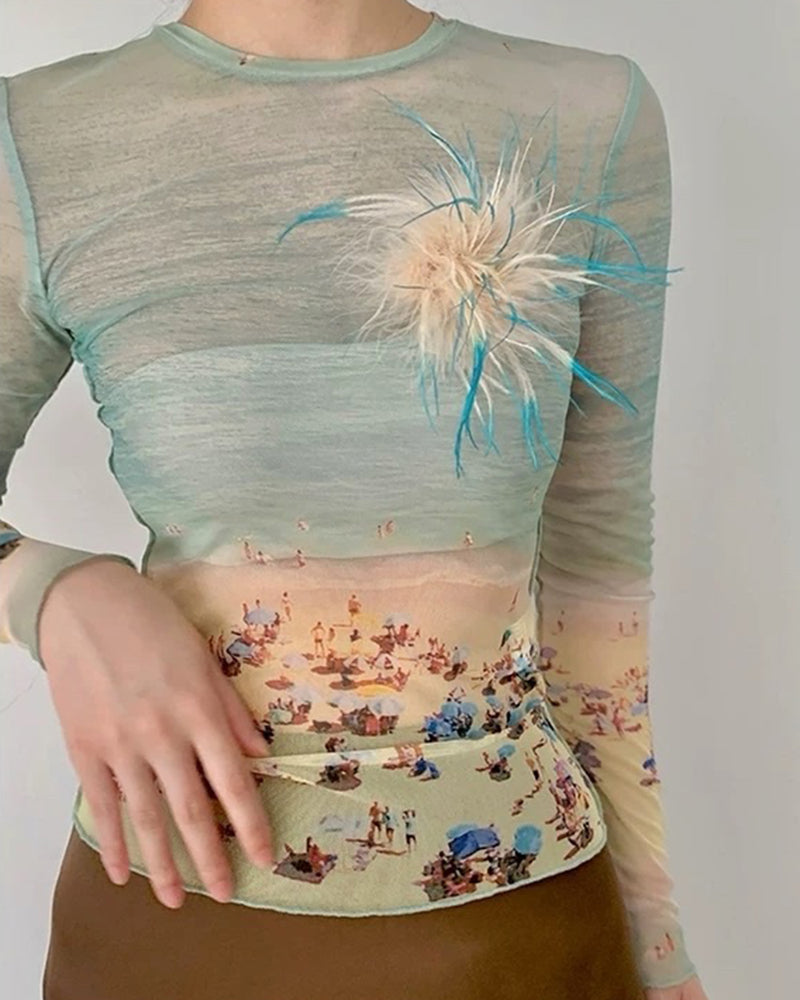 ocean beach print top boogzel clothing