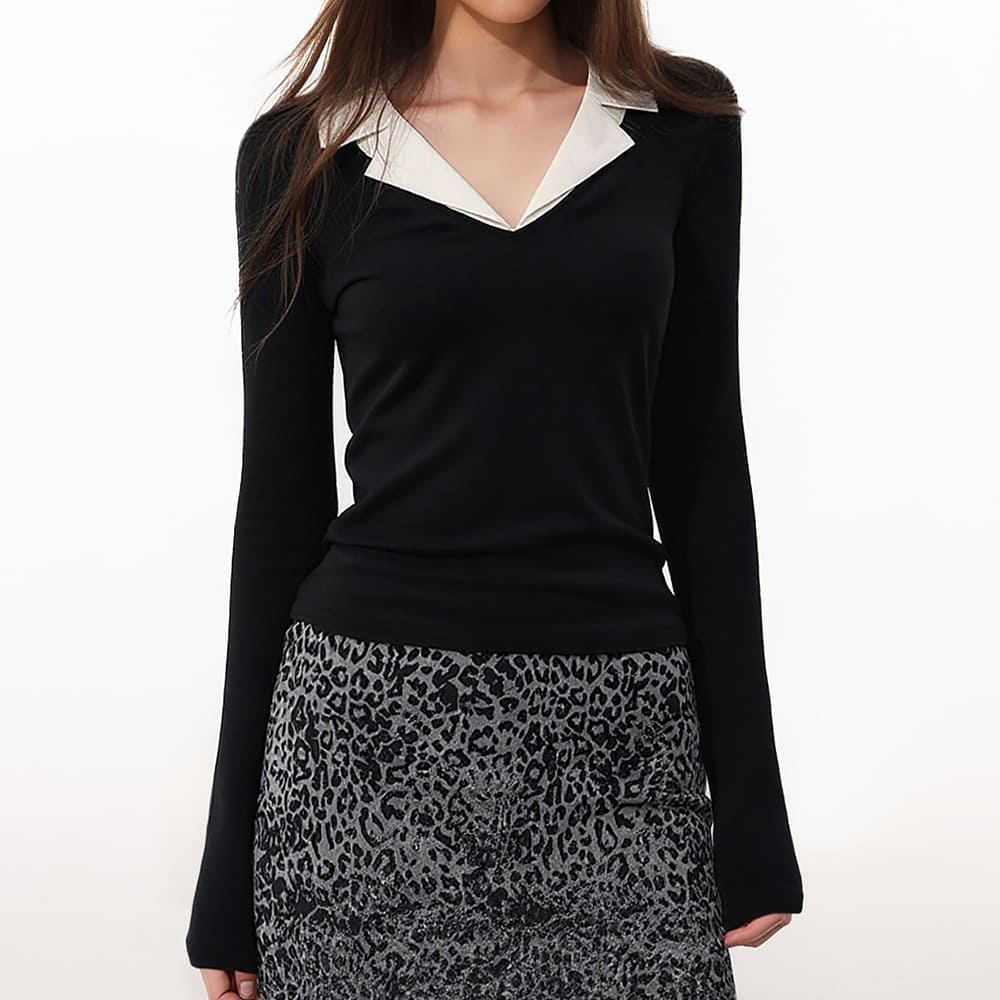 office siiren v-neck long sleeve top boogzel clothing