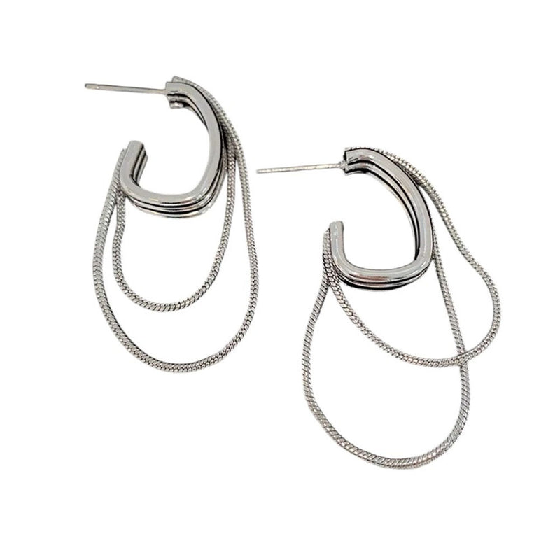 silver chain chunky earrings boogzel clothing