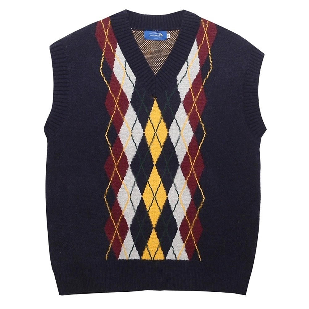 oversized argyle v-neck grandpa knit vest boogzel clothing