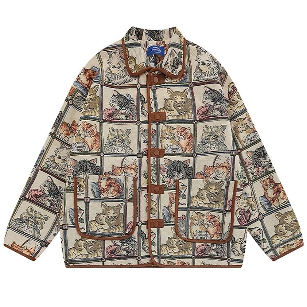 oversized cat print jacket boogzel clothing