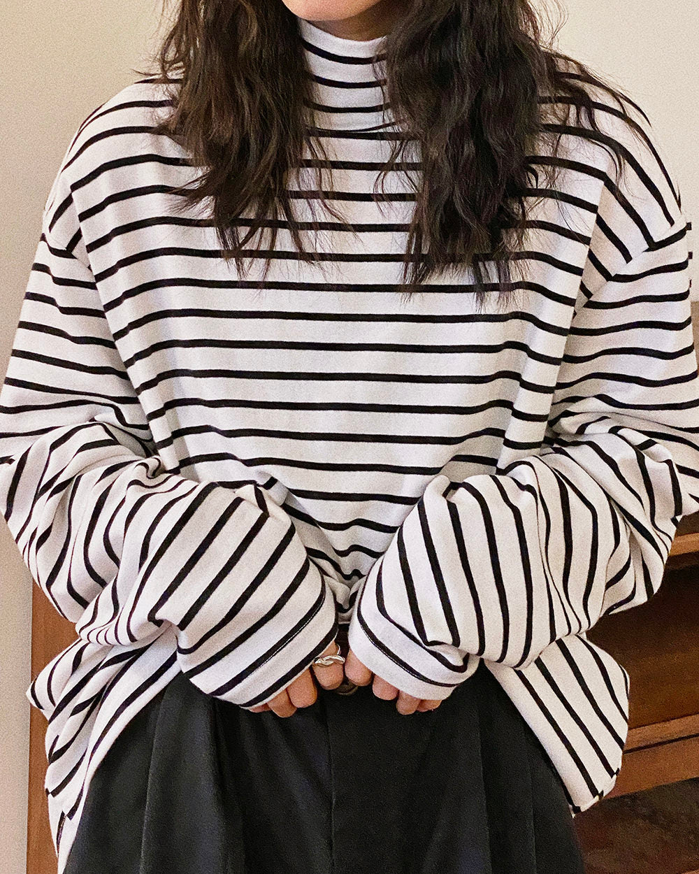 oversized striped turtleneck long sleeve boogzel clothing