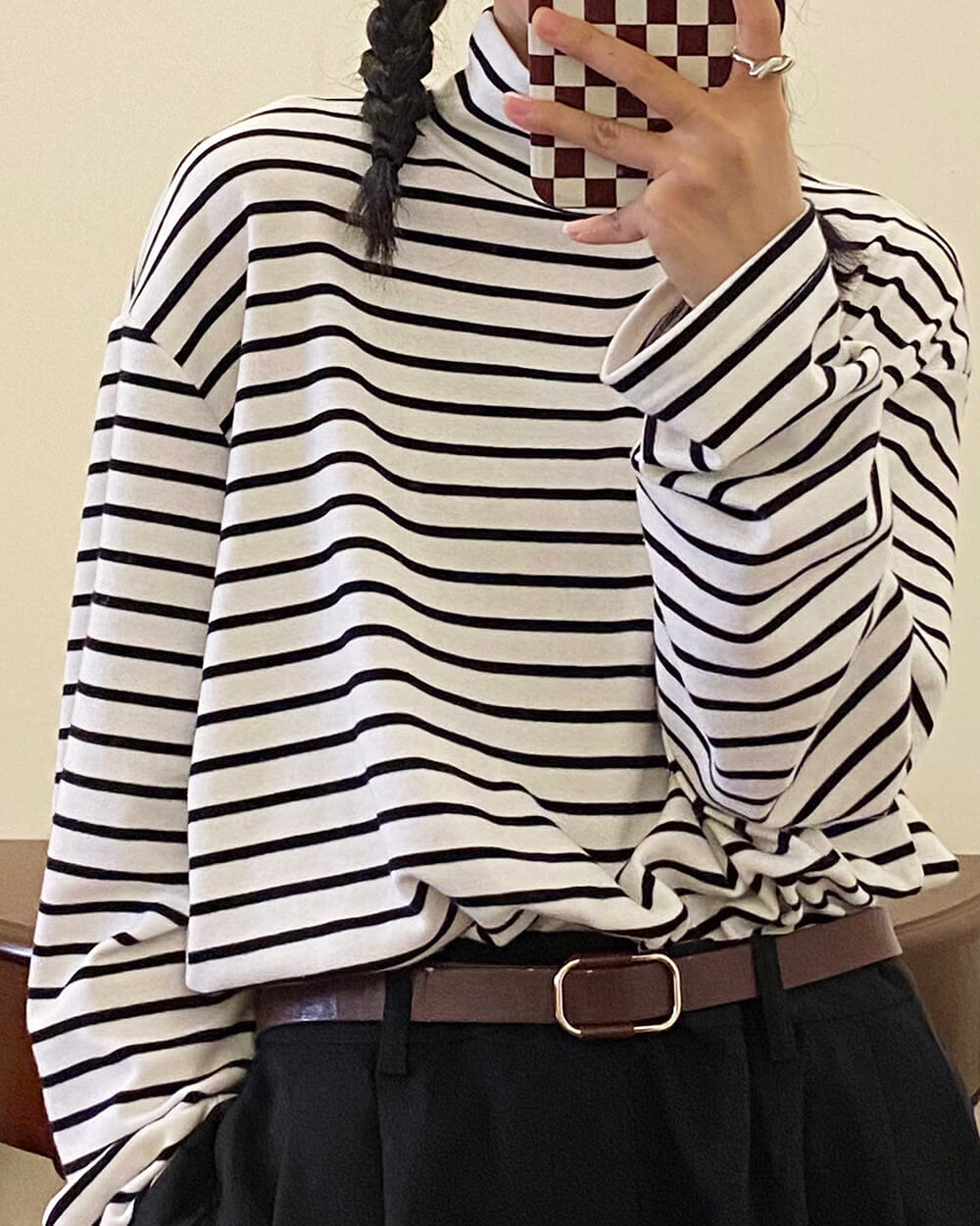 oversized striped turtleneck long sleeve boogzel clothing
