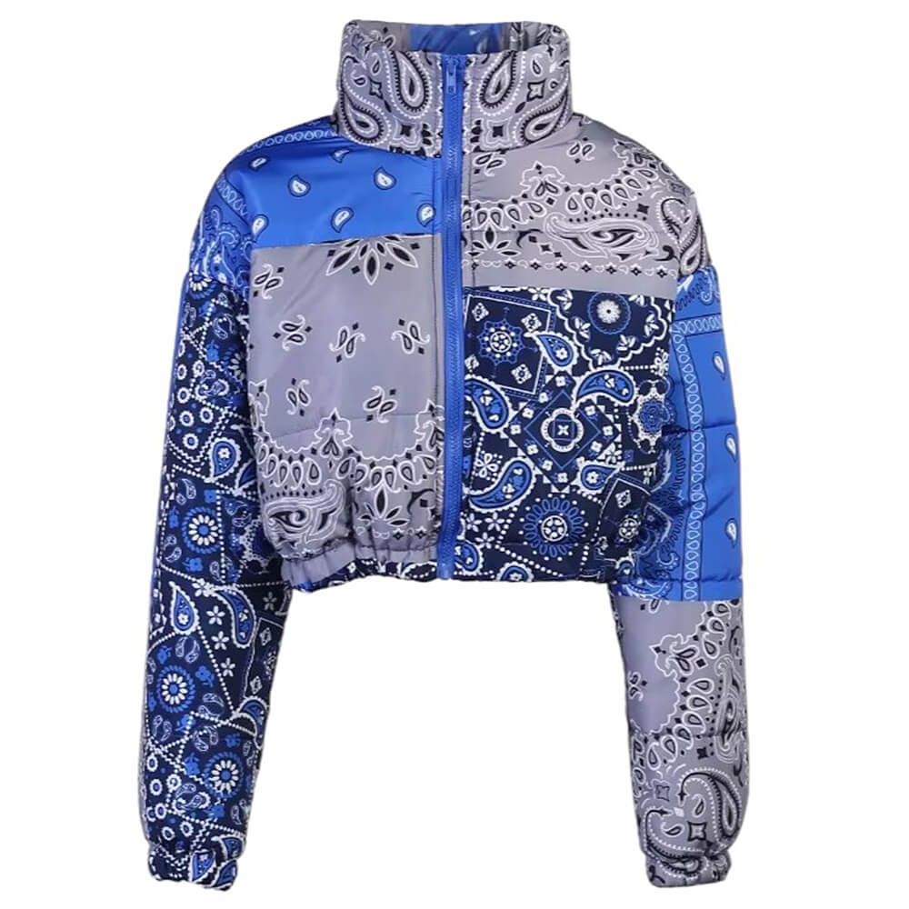 paisley patchwork puffer jacket boogzel clothing