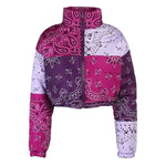 paisley patchwork puffer jacket boogzel clothing