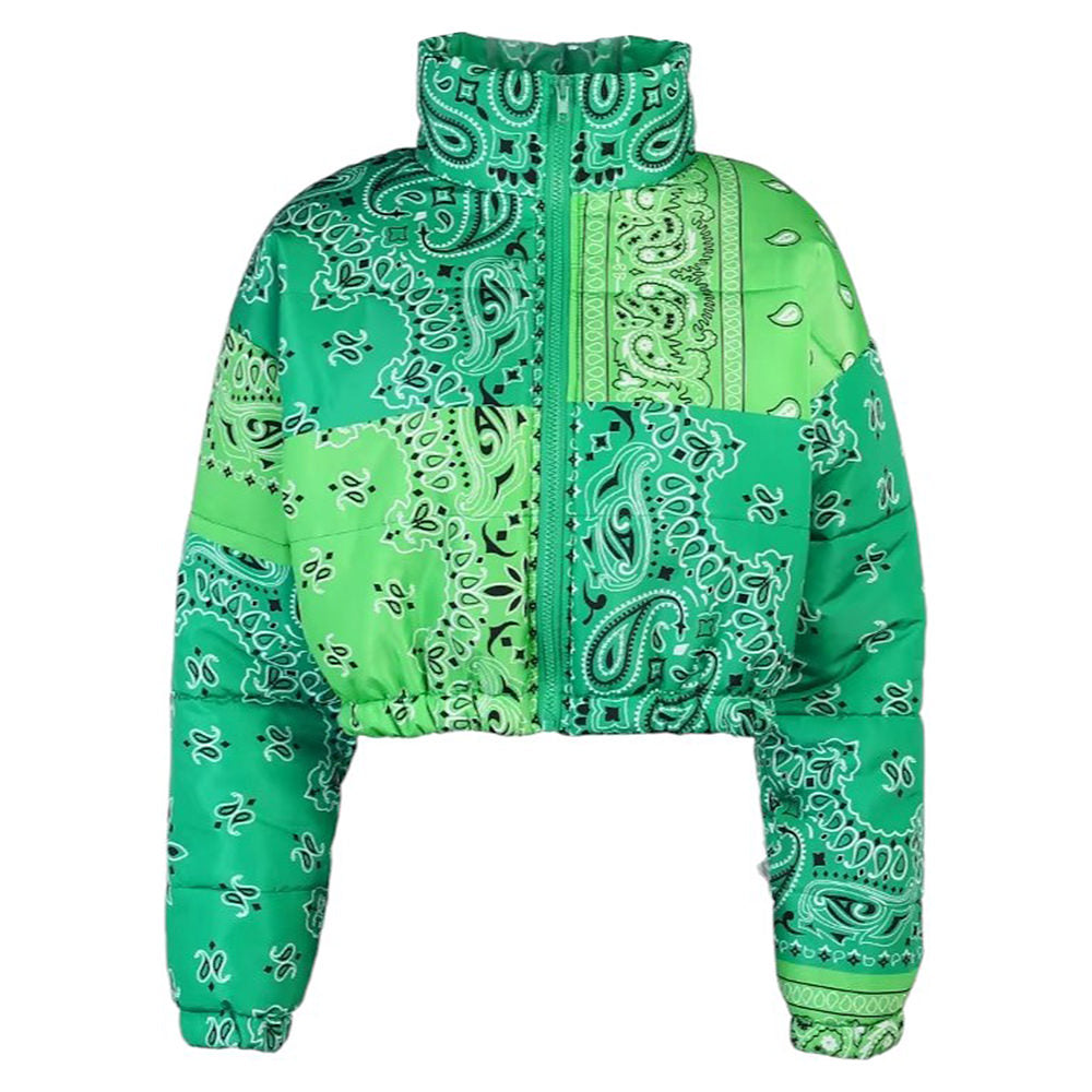 paisley patchwork puffer jacket boogzel clothing