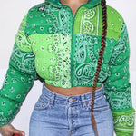 paisley patchwork puffer jacket boogzel clothing