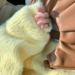pastel yellow fuzzy cardigan boogzel clothing