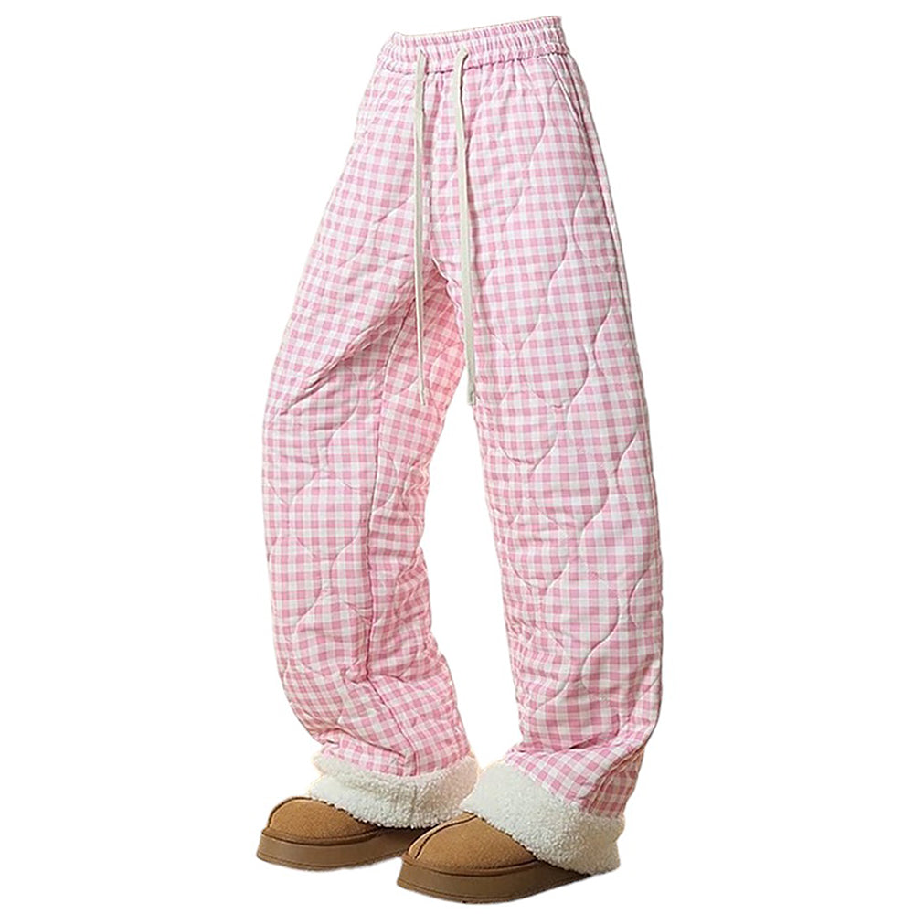 pastel checkered puffer pants boogzel clothing