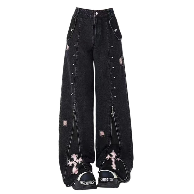 pastel goth cross baggy jeans boogzel clothing