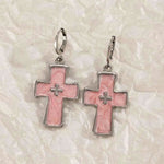 pink gothic cross earrings boogzel clothing