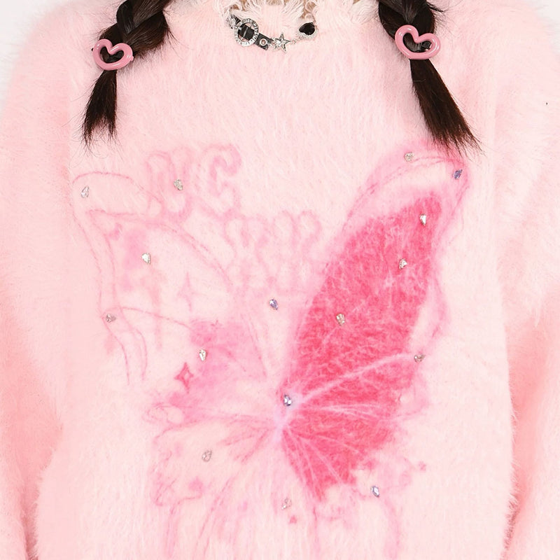 pastel pink butterfly sweater boogzel clothing