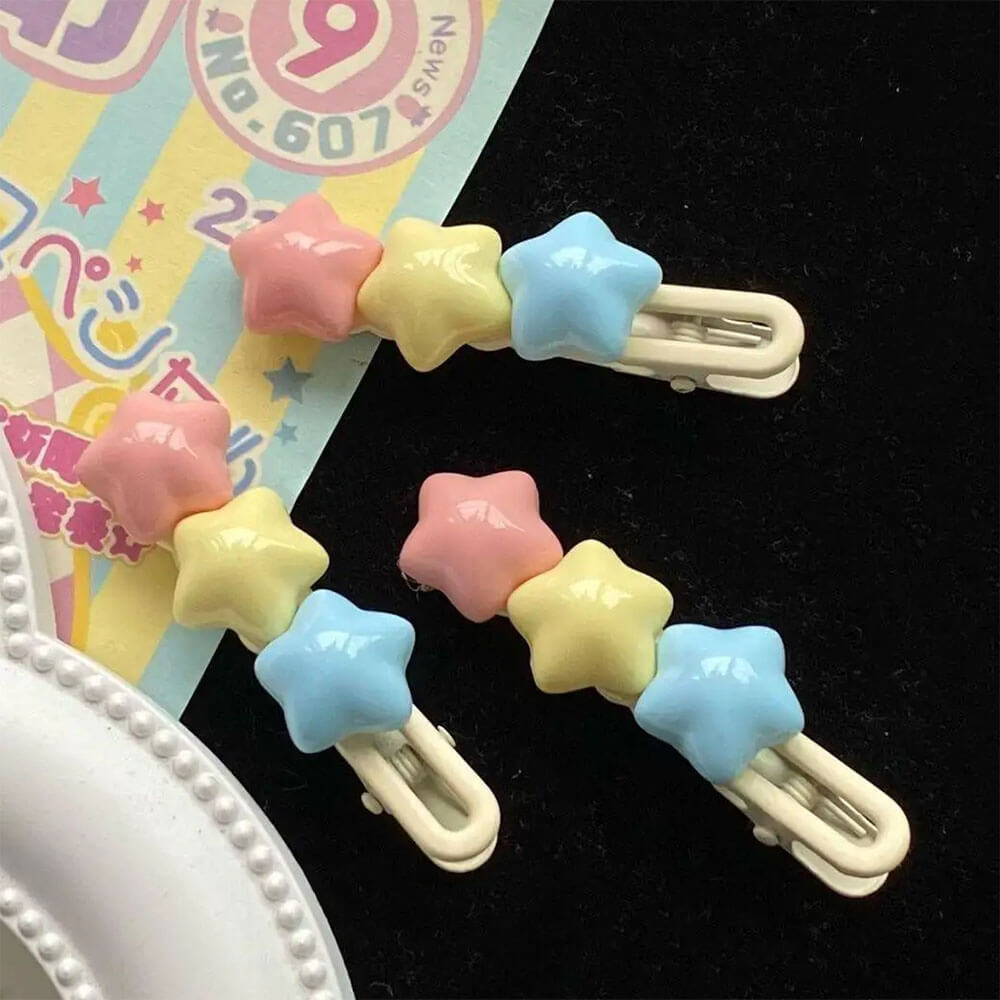 pastel stars hair clip 2pcs set boogzel clothing