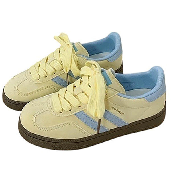 adidas gazelle silver green womens Pastel Yellow & Blue Stripe Sneakers