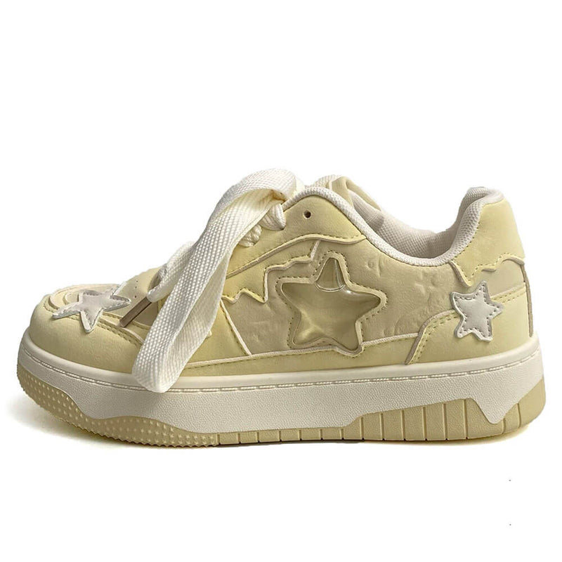 pastel yellow star aesthetic sneakers boogzel clothing