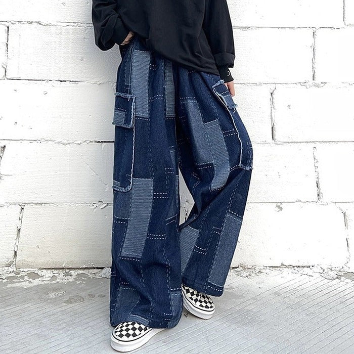patchwork baggy jeans boogzel clothing