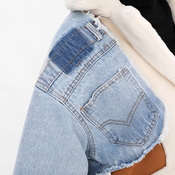 пачуърк деним подрязано яке бугцел дрехи