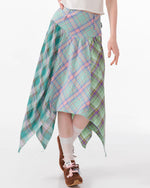 patchwork midi plaid skirt boogzel clothing