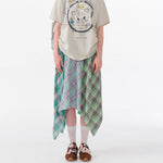 patchwork midi plaid skirt boogzel clothing