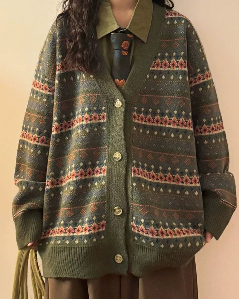 patterned knit oversized cardigan boogzel clothing