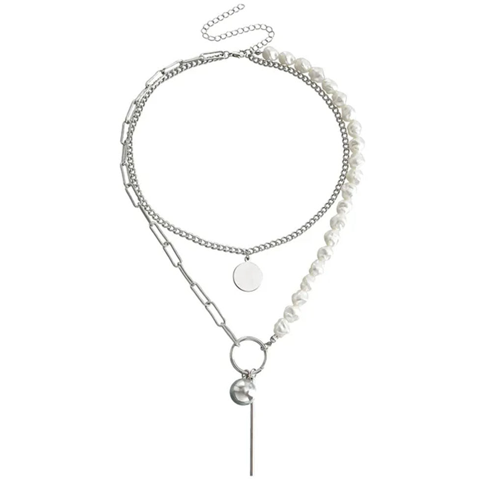 pearl layered chain necklace boogzel clothing