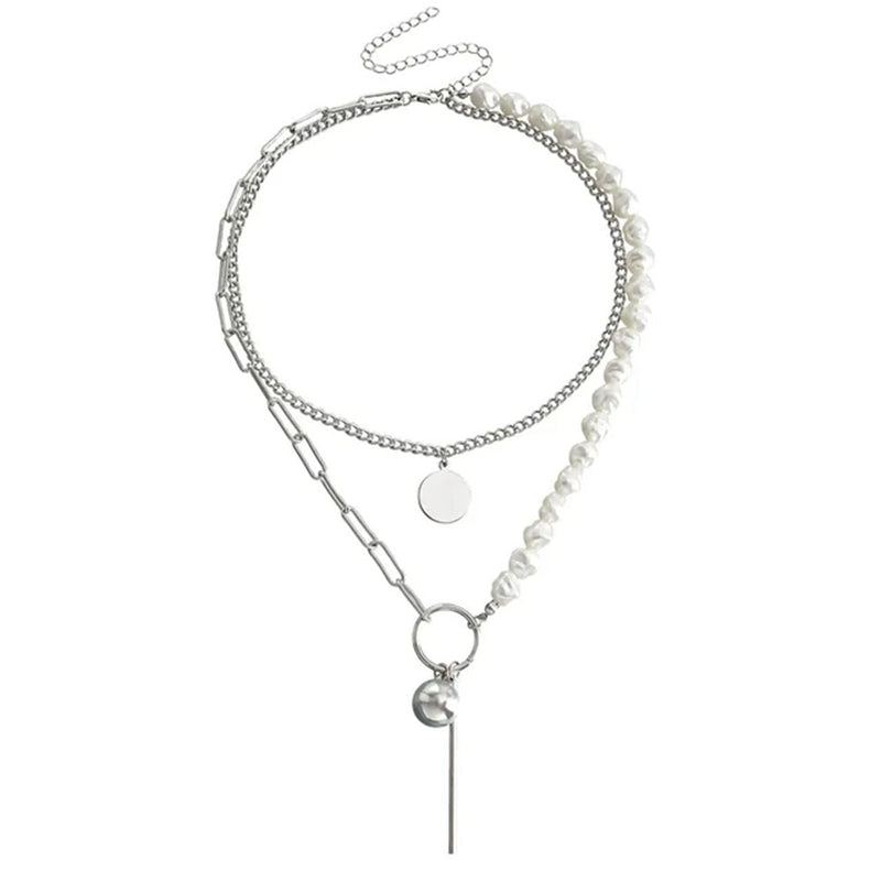 pearl layered chain necklace boogzel clothing