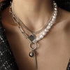 pearl layered chain necklace boogzel clothing