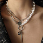 pearl layered chain necklace boogzel clothing