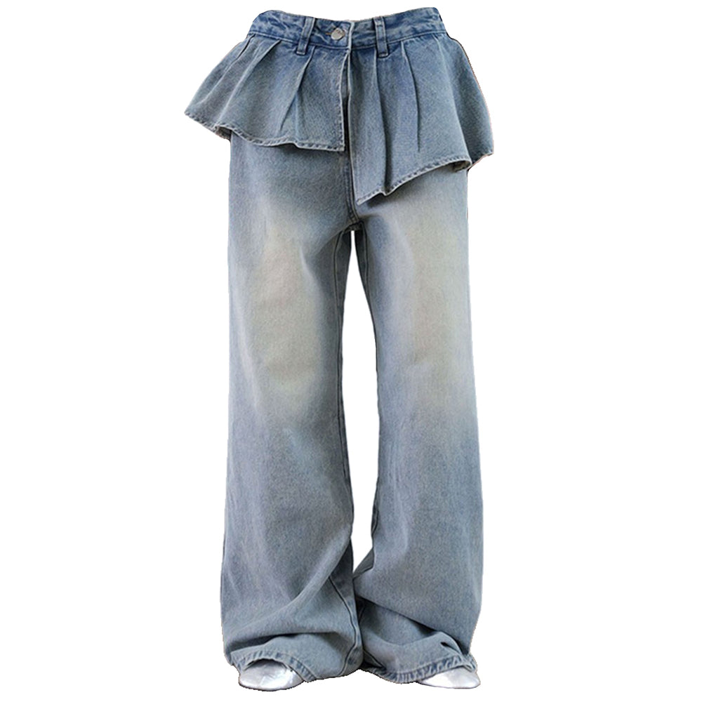 peplum waist denim wide leg jeans boogzel clothing