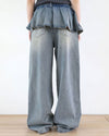 peplum waist denim wide leg jeans boogzel clothing