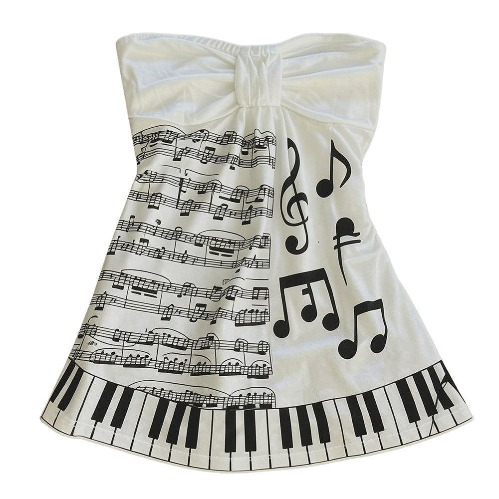 piano print strapless tube top boogzel clothing