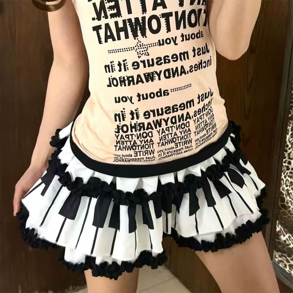 piano ruffle mini skirt boogzel clothing