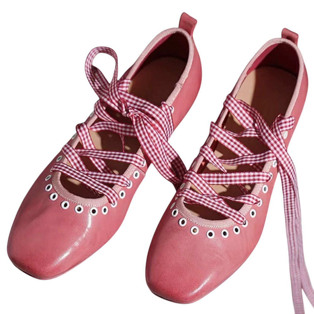 picnic gingham ballet lace flats boogzel clothing