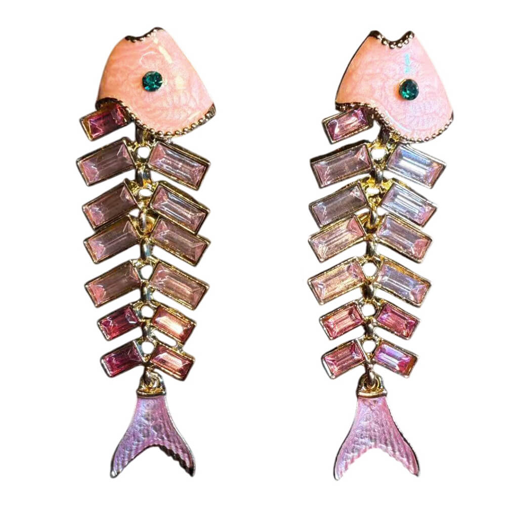 pink fishbone earrings boogzel clothing