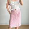 pink plaid mesh midi skirt boogzel clothing