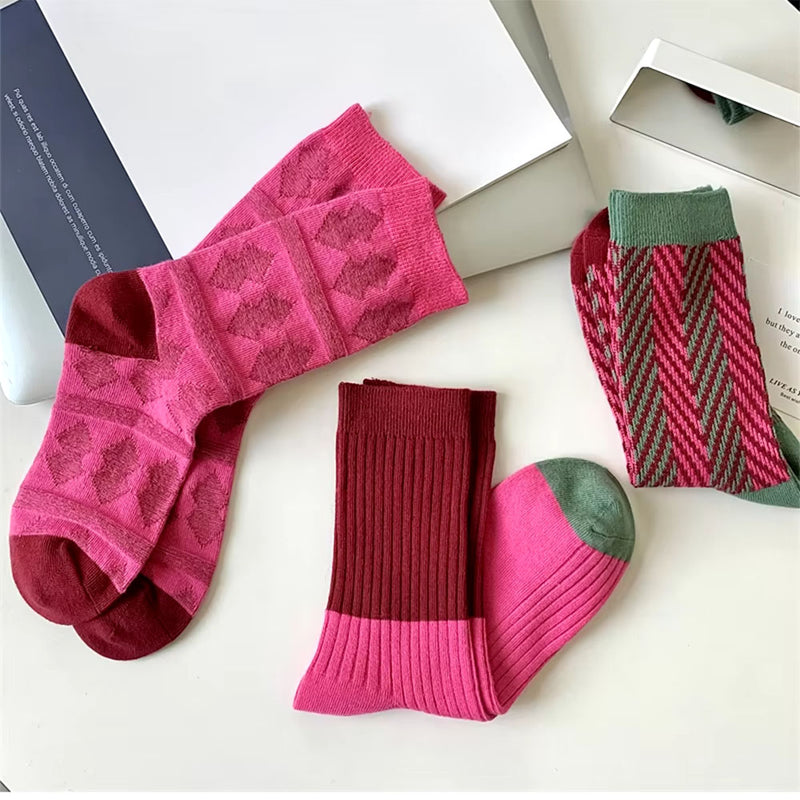 pink and green patterned socks boogzel clothing