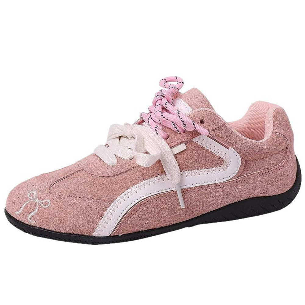 pink bow embroidery sneakers boogzel clothing