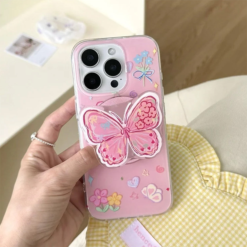 pink butterfly phone holder boogzel clothing