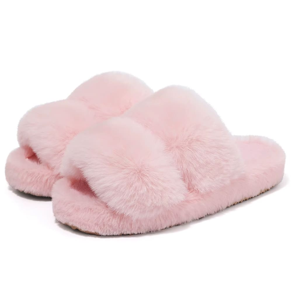pink fluffy slippers boogzel clothing