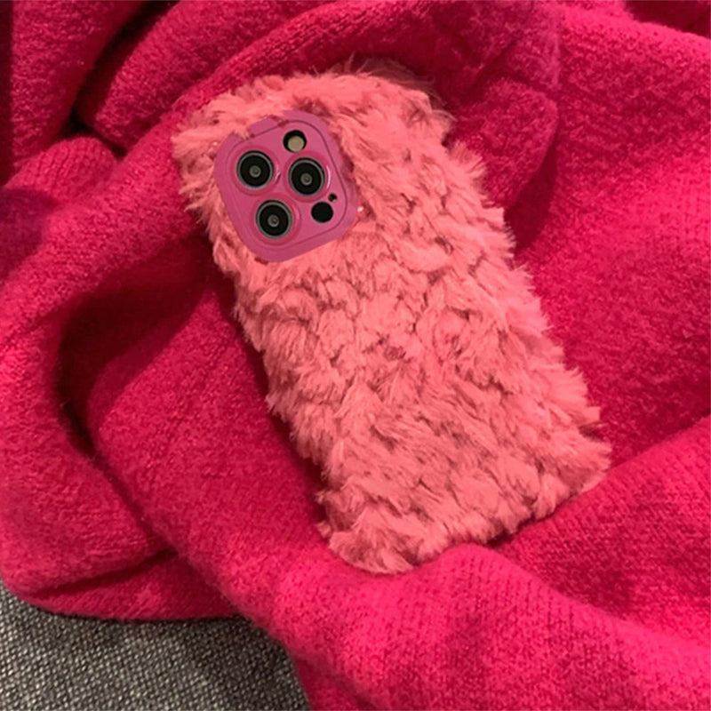 pink fuzzy iphone case boogzel clothing