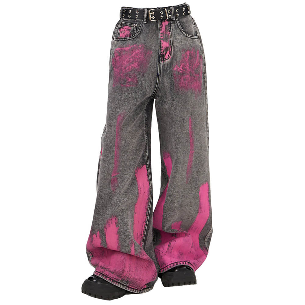pink graffiti baggy jeans boogzel clothing