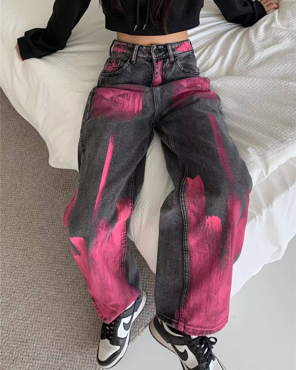 pink graffiti baggy jeans boogzel clothing
