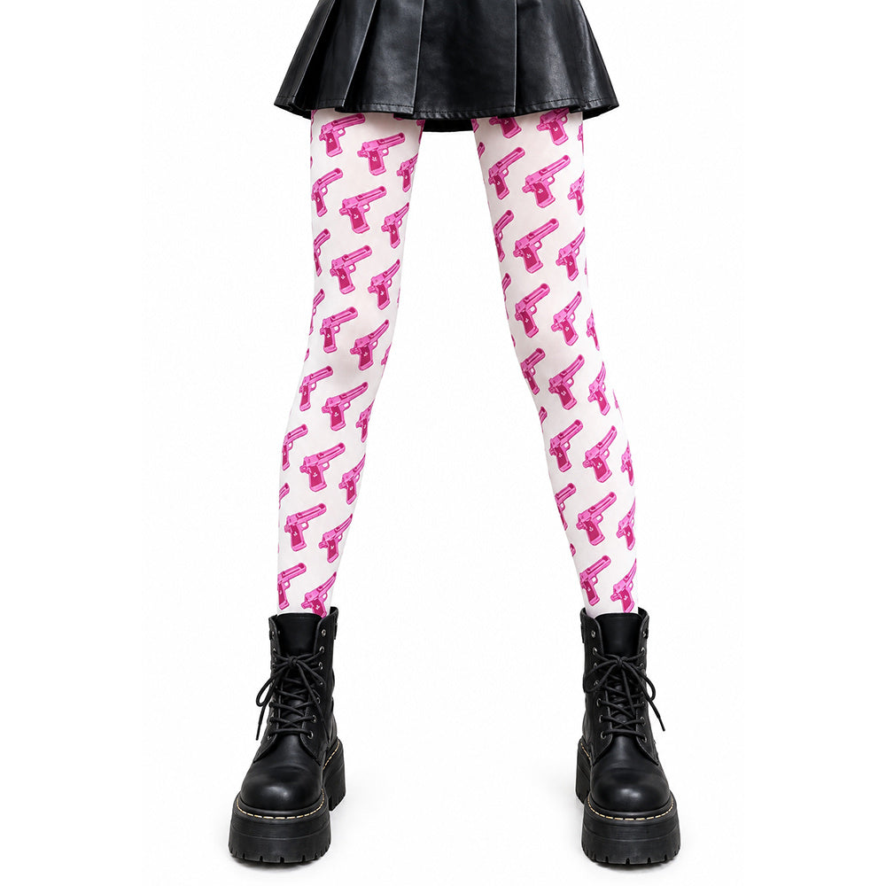 pink gun print tights boogzel clothing