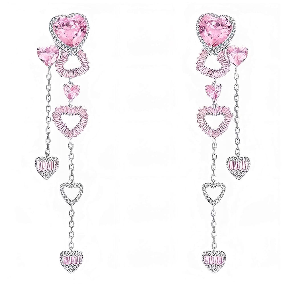 pink heart drop earrings boogzel clothing