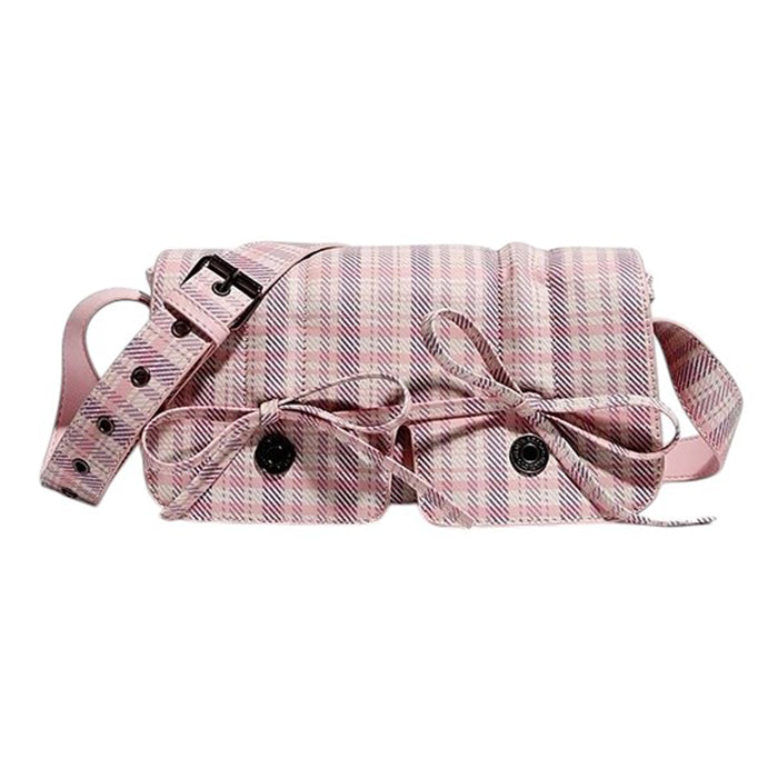 pink plaid mini shoulder bag boogzel clothing