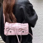 pink plaid mini shoulder bag boogzel clothing