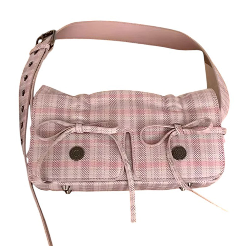 pink plaid mini shoulder bag boogzel clothing